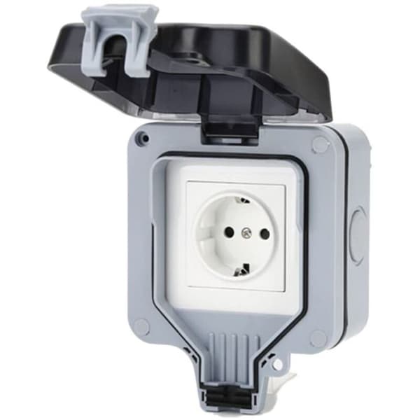 IP66 Waterproof Socket with Switch and Waterproof Junction Box, Outdoor Dustproof Wall Socket for Kitchen, Bathroom, Garage, Pool, etc.