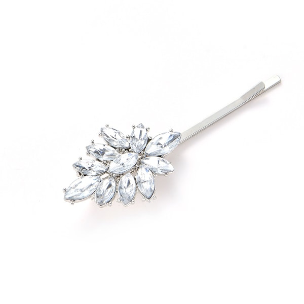 2 stycken Rhinestone Bröllopshårklämmor Brudhårsnålar Kristall Bobby Pins Silver Hårklämma Barrette Blad Blomma Bröllop El