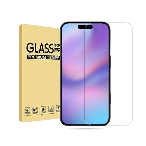 Screen Protector compatible with Apple iPhone 17 Pro, 2-pack, curved edge, tempered glass, transparent, high definition, protects against fingerprints, non-full screen