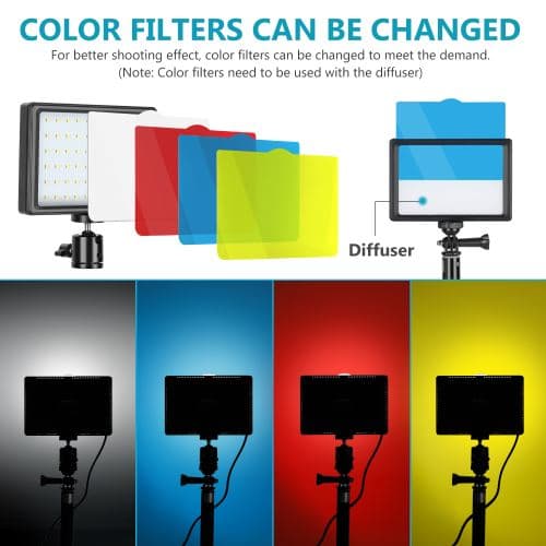 Neewer LED USB Panel Videolampe 5600K Justerbar - 2-pak
