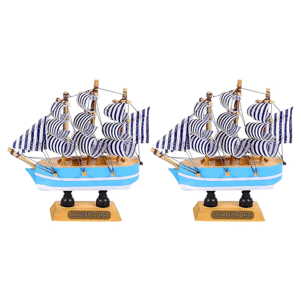 2 stk Matgave Skrivebord Hav Ornament Festkake Dekor Tre Flytende Seilskute Miniatyr Seiling S 10x10x3cm