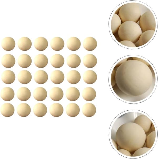 60 stk Ubehandlede Runde Hemu Treperler 25 mm Massive Glatte DIY Trekuler