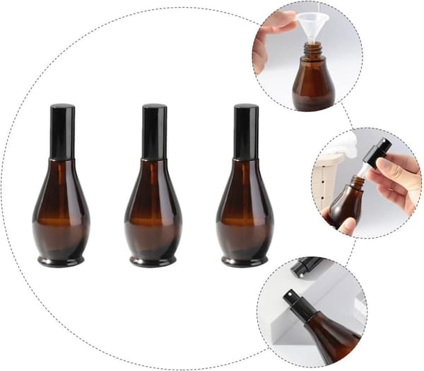3 stk. påfyllbare glasssprayflasker for reise eteriske oljer