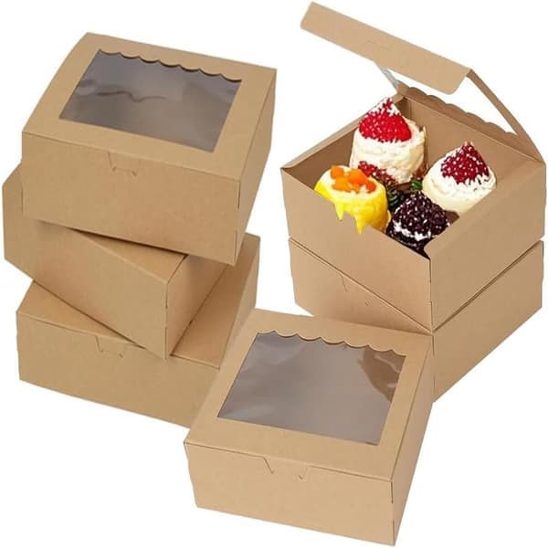 Cake Boxes, 30 Pcs Cupcake Boxes, Mini Cake Boxes Bakery Pastry Boxes with Window for Cake Pastry Pie Box Gift Box