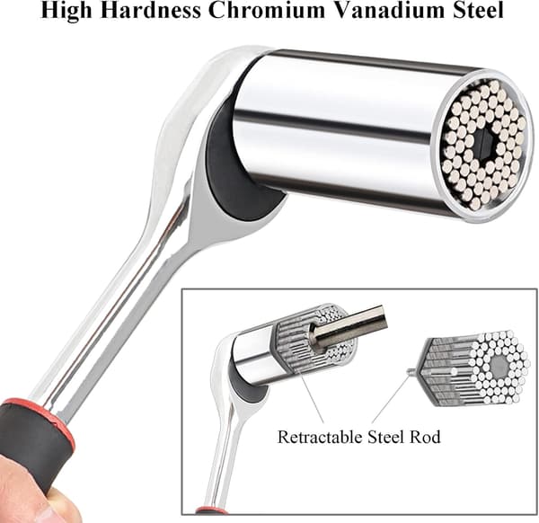 3/8 inch Socket Wrench and Universal Socket Tool Set (7-19MM), Super Socket Drill Adapter for Impact Drill, Ratchet Handle,