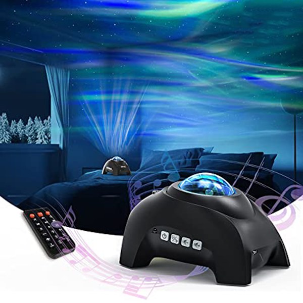 (svart) Aurora Wave Galaxy Projector Nattlys Nordlys Bordplate, Lys for Soverom, Lekerom, Barn, Voksne og Mer