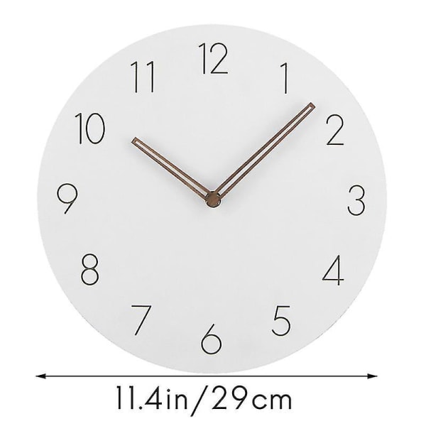 Modern enkel rund väggklocka Classics Silent Wood Clock -vit