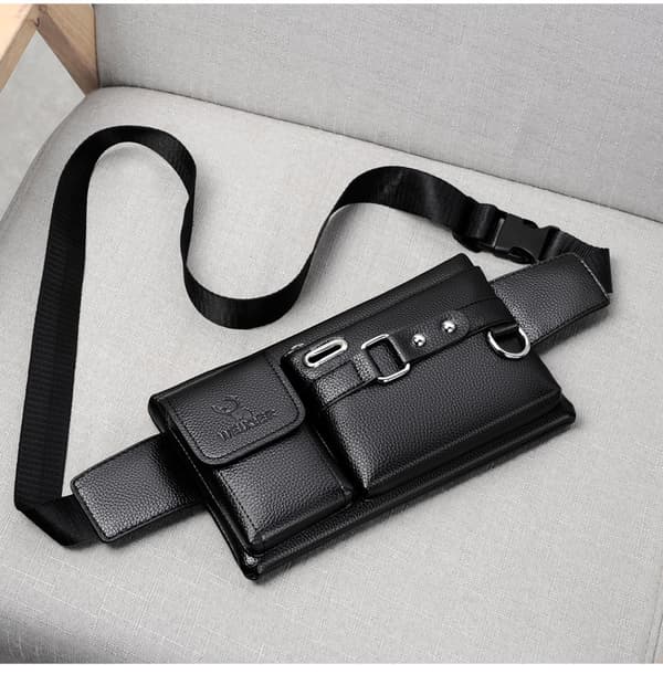 Multifunktionel Mobiltelefon Taske, Taljetaske, Crossbody-taske - Sort