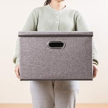 Stora hopfällbara förvaringskorgar (34 x 24 x 18 cm) med lock [1 förpackning
