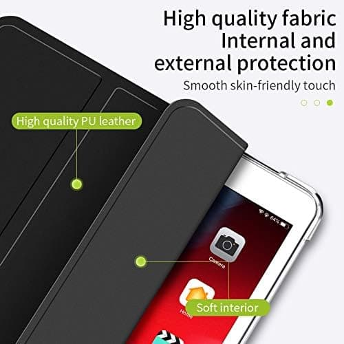 Case for iPad Air 4, Pro 11 Soft Transparent TPU Back, Shockproof Protective Case, Lightweight Durable Smart Cover with Auto Sleep/Wake, Black