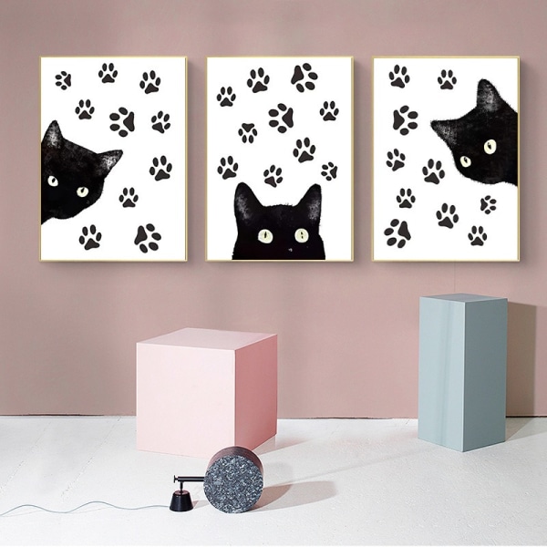 Kissan stensiilit, 3 kpl uudelleenkäytettävä malli A4 koko puukankaalle maalaamiseen kankaalle seinälle tee-se-itse-taideprojektit 11,7"x 8,3"