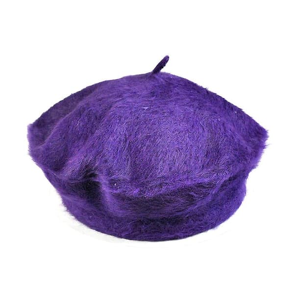Dame Beret Ensfarvet Fluffy Enkel Chic Lille Rund Damehat til Efteråret