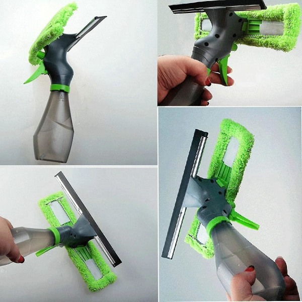 Window Cleaner, 3 In 1 Microfibre Cloth Pad And Shower Squeegee With Spray Bottle, Window Washing Equipment