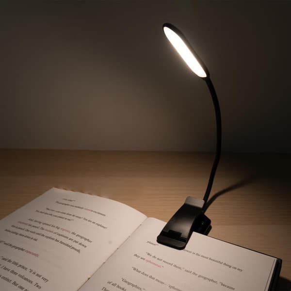 Boklampe med 3 lysfarger og dimmer / Oppladbar leselampe
