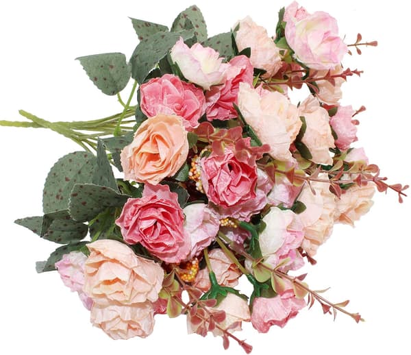 2 stk kunstige roser, simuleringsbuketter, brukt til fest, bryllup, blomsterdekorasjon, kafédekorasjon