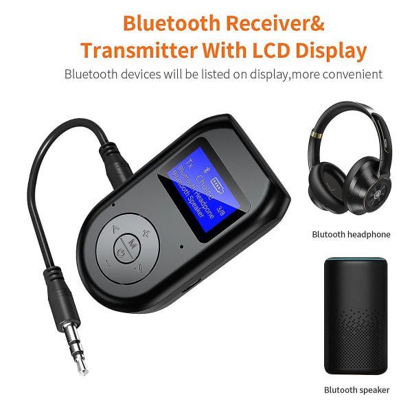 Bluetooth-sovitin, lähetin-vastaanotin 2-in-1 langaton Bluetooth 5.0