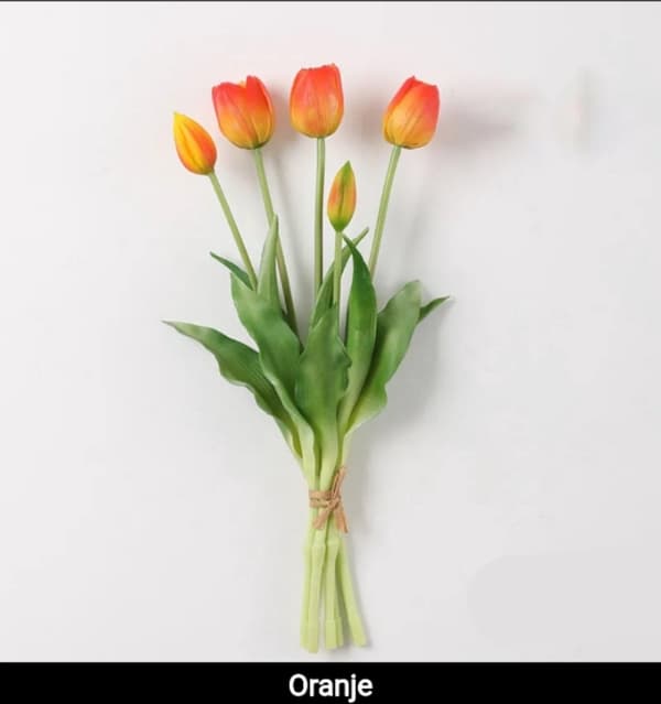 Real Touch Tulips - Red Artificial Tulips 40cm - Silk Latex Flowers for Wedding Spring Red Red