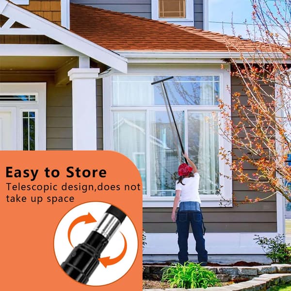Extendable Shower Squeegee with Long Handle Window Cleaner for Bathroom Glass 30-110cm Black