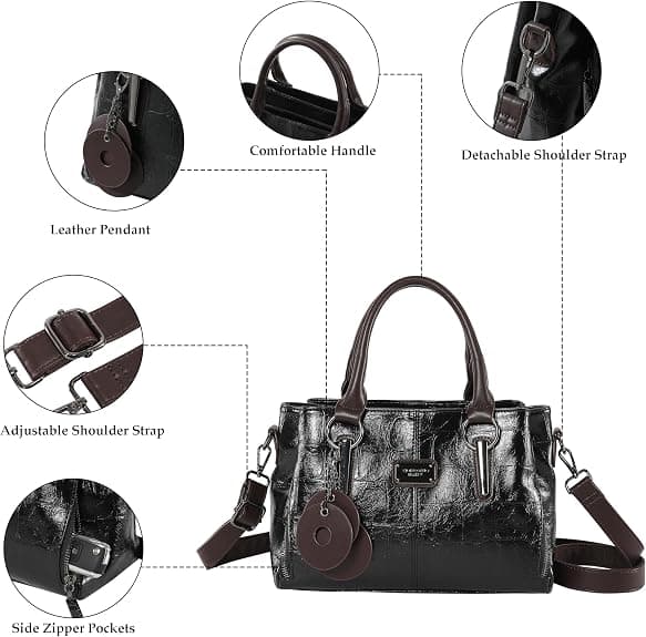 Damhandväskor & Plånböcker Veganskt Läder Tote Väskor Dam Crossbody Axelväskor med Fack Reseplånböcker
