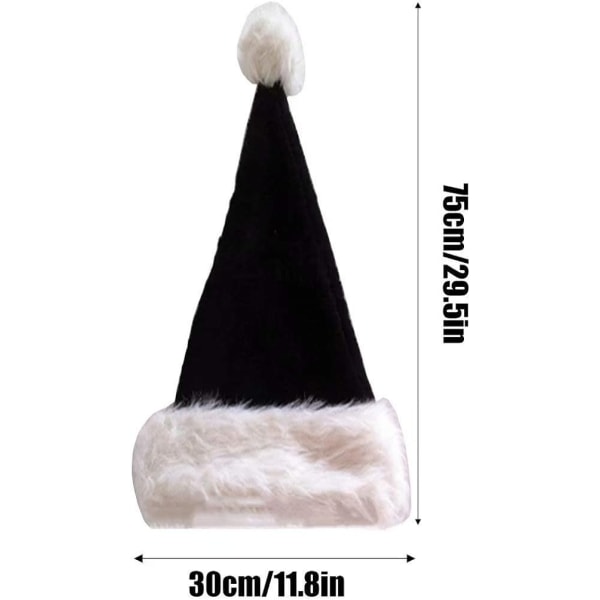 2 kpl Black Santa Hat - Ylellinen mustavalkoinen jouluhattupakkaus aikuisille