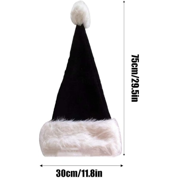 2 pcs Black Santa Hat - Luxury Black and White Christmas Hat Pack for Adults