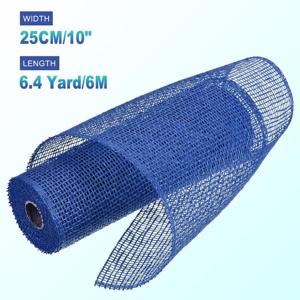 3 stk. 10 tommer Poly Burlap Mesh til Krans, Dekorativt Stofbånd 6,4 Yard Efterår Påske Jul Blomstersløjfe, Blå Black