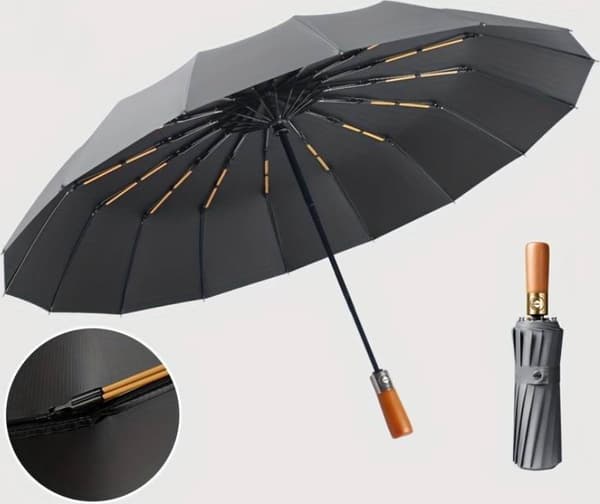 Stormparaply Sammenklappelig Kompakt Med UPF 50 Solbeskyttelse Til Rejser Pendling Sort 108 Cm Diameter