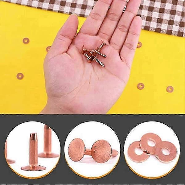25 Sets Copper Rivets with Washers, 15/32 Inch Long Leather Copper Rivets, Suitable for Belts and Leather Red Röd