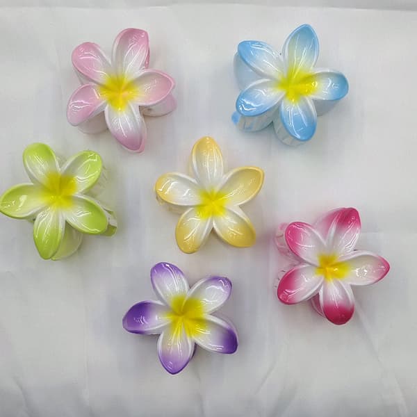 6-pack blommiga halkfria hårklämmor