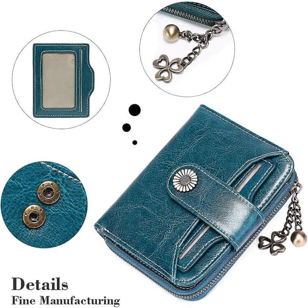 Women's Wallets Genuine Leather Small Bifold Compact Ladies Wallet with RFID