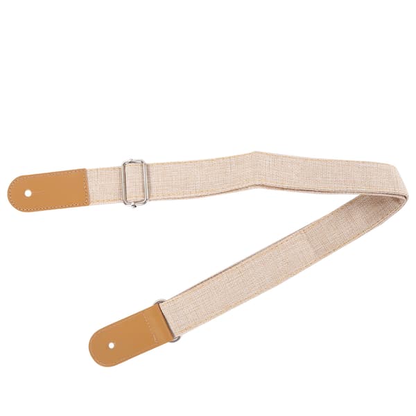 Justerbar Ukulele-rem i bomull och linne med glidande spänne, ändknappstillbehör, beige