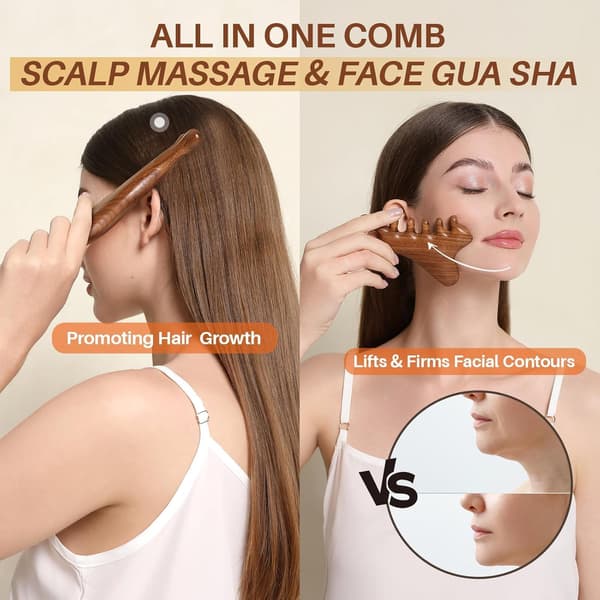 4-i-1 Gua Sha-verktyg för ansikte, hårbottenmassageapparat med presentförpackning, massage