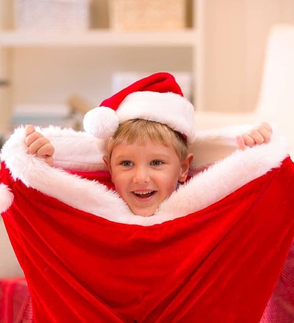 1PC Tomteluva - Röd Sammet Julklapp Röd och Vit