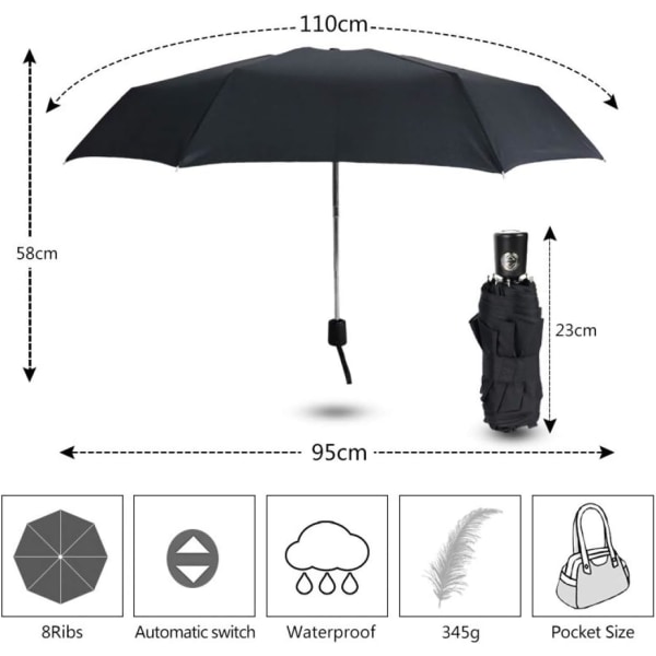 Mini Fickficka Automatisk 5-faldig Lätt att Bära Paraply Regn/Sol Kreatv Paraply Kvinnor Barn Resegåvor Små Paraplyer Kvinnor