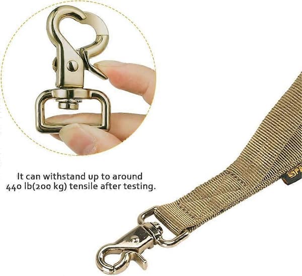 Military Bungee Leash Elastic Leash Rope with 2 Padded Control Handles for Medium and Small Dogs (Coyote Brown)