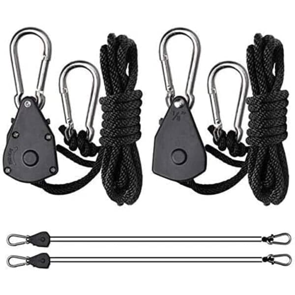 Rope with Hooks for Lamp or Plants, Adjustable Rope with Hook (1 Pair)