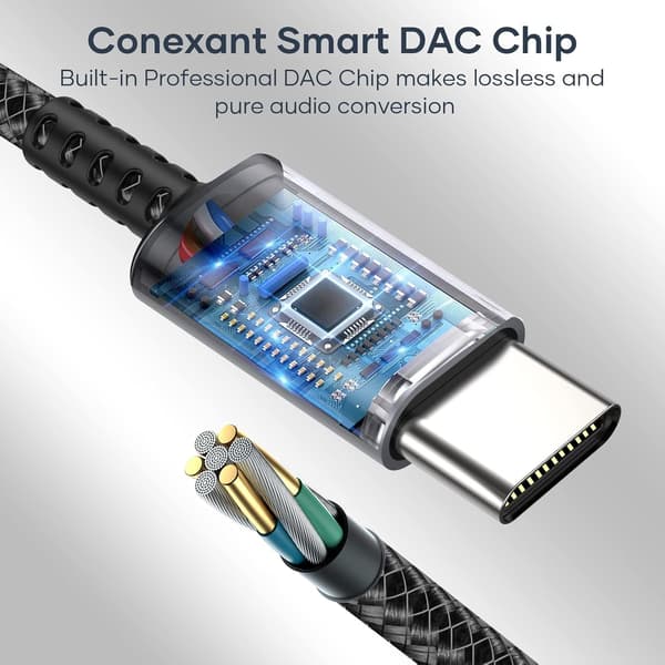 3,5 mm hovedtelefonstikadapter, USB Type C-stikadapter med DAC, Type C Digital til Audio-hovedtelefoner - Universal