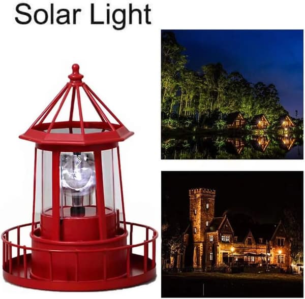Hagepynt LED Solar Stor Roterende Fyr Harpiks Hard