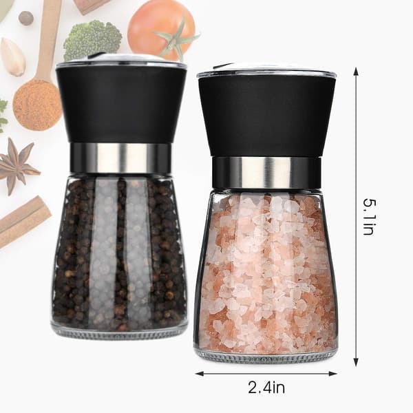 Pepper and Salt Grinders, 2-piece Spice Grinder Set, Pepper Grinder & Salt Grinder with Adjustable Ceramic Grinder, Perfect for Pepper Grinders