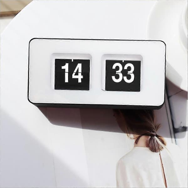 Automatisk Vändklocka, Klassisk Retroklocka, Digital Bordsklocka, för Familj Sovrum (Svart, 1 st [DB]