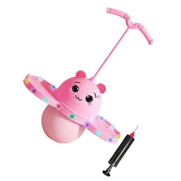 Pogo Ball with Handle, Bouncing Ball for Outdoor Exercise, Indoor, Pink Pink Rosa