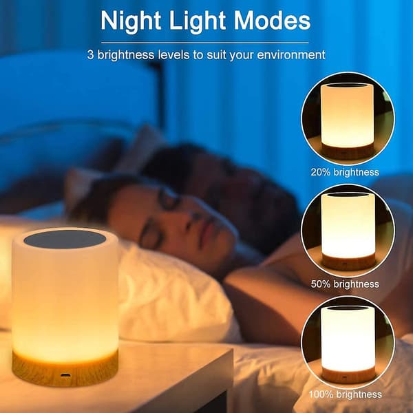 Nattlampe med LED-lys, berøringskontroll og USB