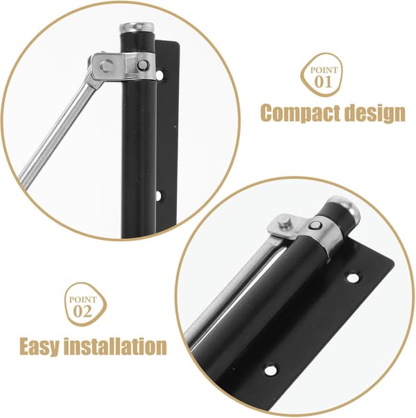 Soft-Closing Door Closer Spring Lightweight 3-Hole Door Rebound Hinge for Home and Kitchen Black