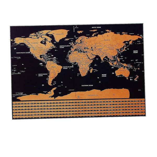 Deluxe Erase Black World Map Scratch Off Personal Travel Decor 82.5x59.4cm