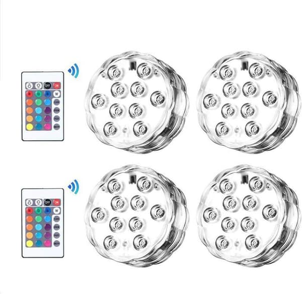 Submersible LED Light, Waterproof RGB Multi-color LED Lighting with Remote Controls, IP68 Underwater Lights