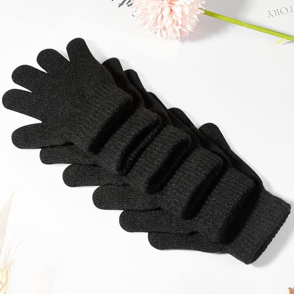 6 par babyhansker Småbarn Vinter Barn Elastisk Strikk for Gutter Jenter Svart - Balck