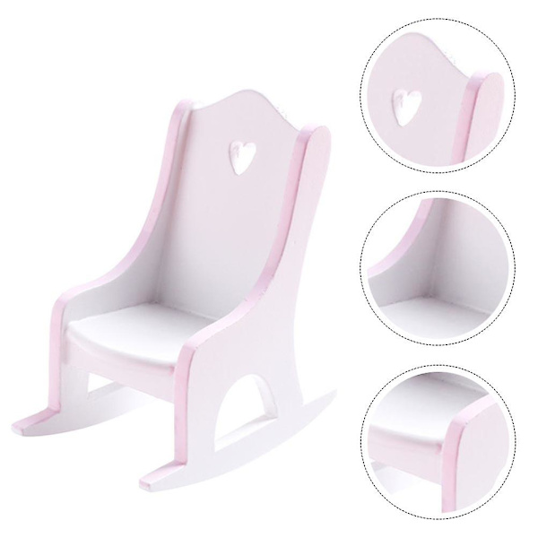 Lasten Puulelut Mini-keinutuoli Malli Miniatyyri Keinutuoli Miniatyyri Koriste Nukkekoti Tuoli D White 7X4.5 CM