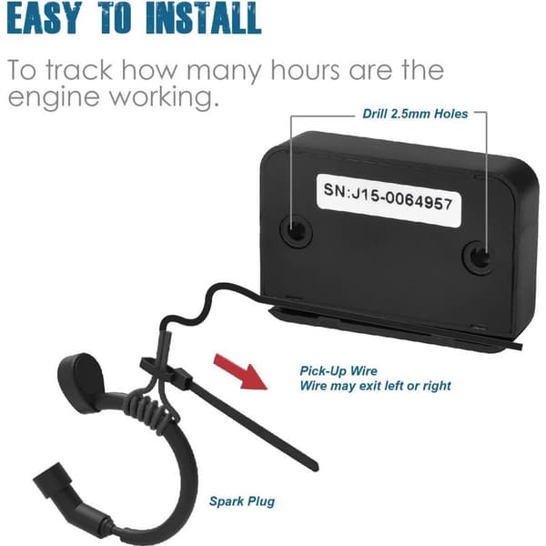 Digital Inductive Hour Meter, for Maintenance, Waterproof Design for Lawn Mowers, Chainsaws, Motorcycles, Snow Blowers