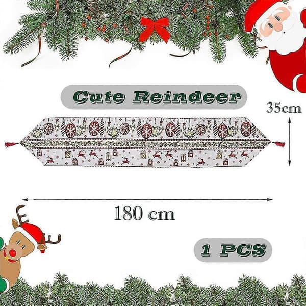 1 stk. juledug, juledug, rensdyr juledug, rektangulær juledug i polyester til julebordet