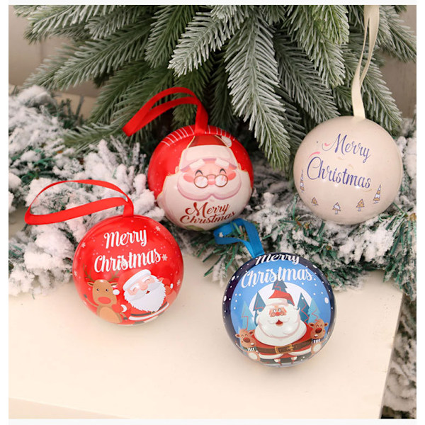 5 st Creative Julgodisask Runda Bollar Chokladgodis Förvaringsburk Julgodisbollar för Julgranfest Dekoration